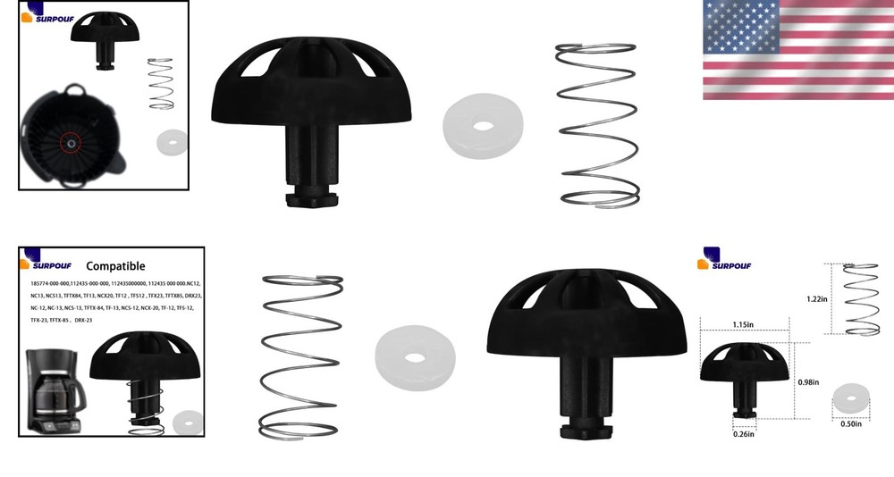 2-Pack Coffee Replacement Brew Basket Spring Loaded Stopper Kits Fits For...