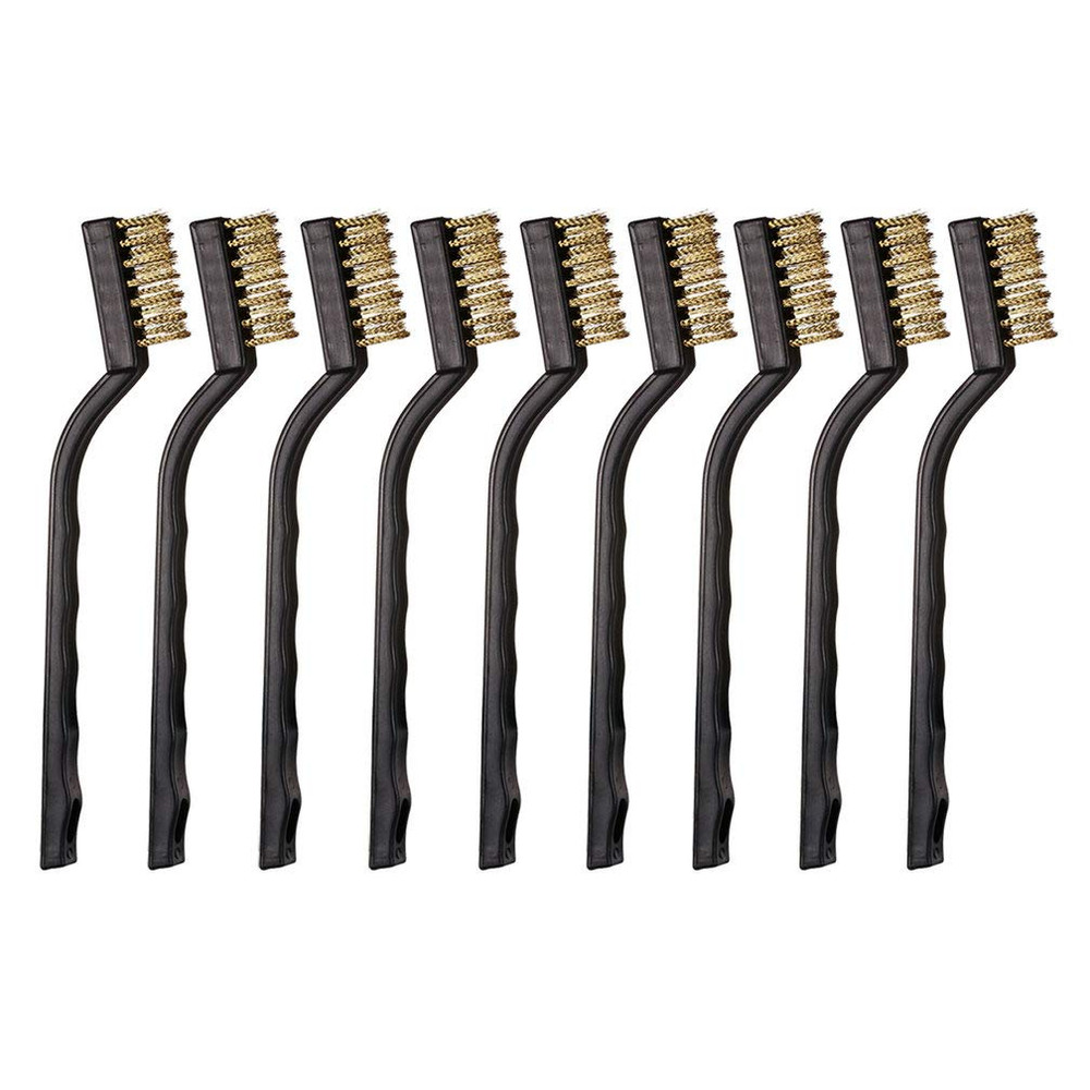 9PCS MINI Brass Brushes Set Curved Handle Scratch Wire Toothbrush....