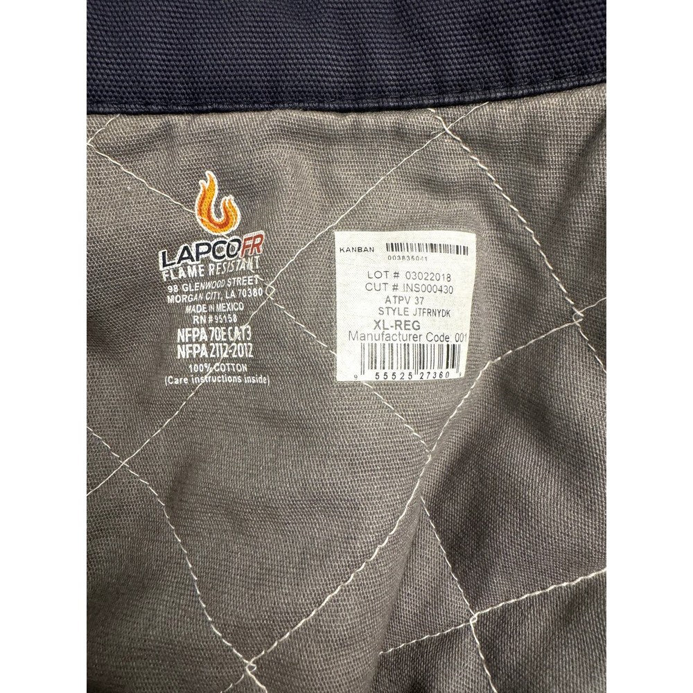 Lapco flame resistant work jacket blue men's XL