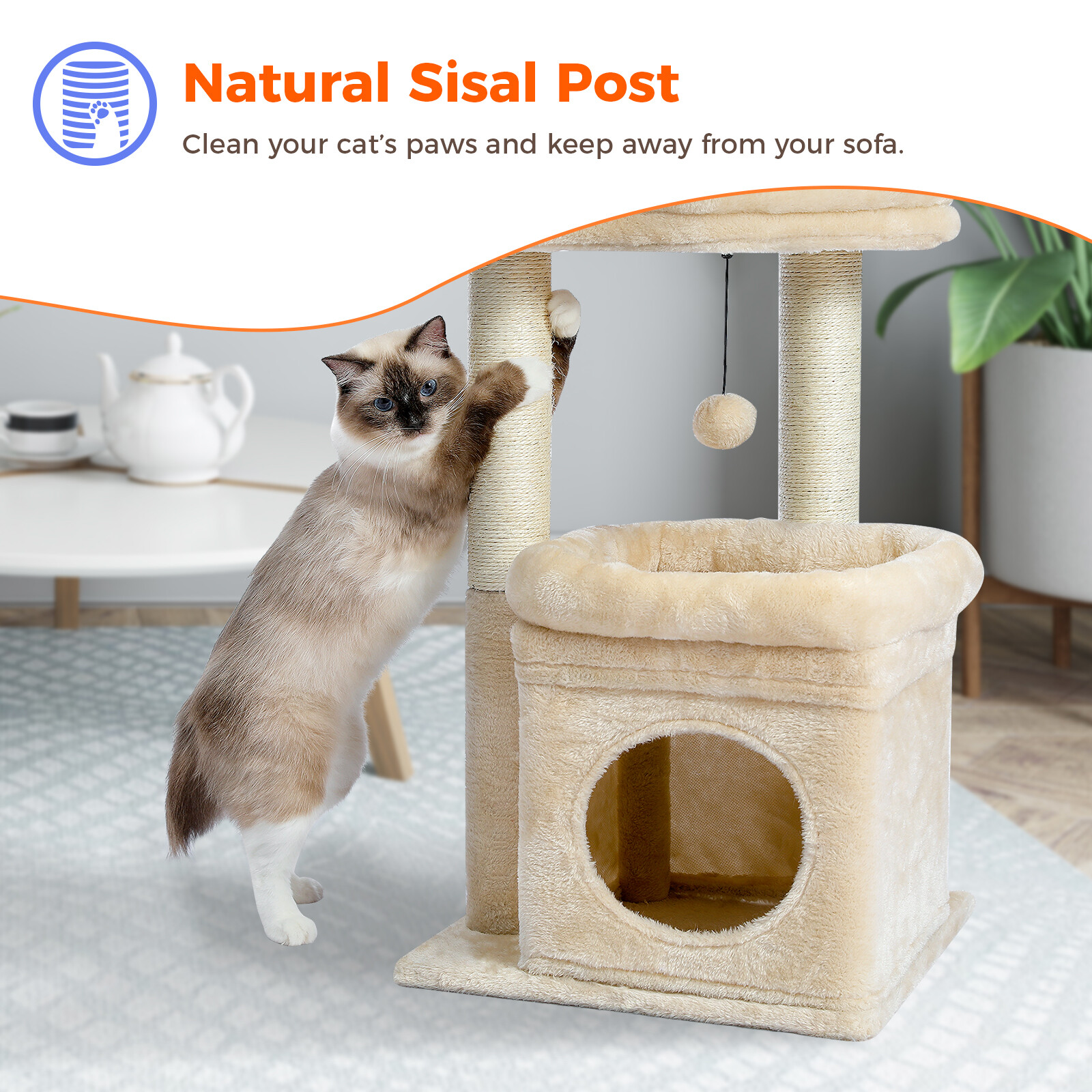 PAWZ Road Cat Tree Tower with Scratching Post Scratcher Condo Furniture Bed Toys