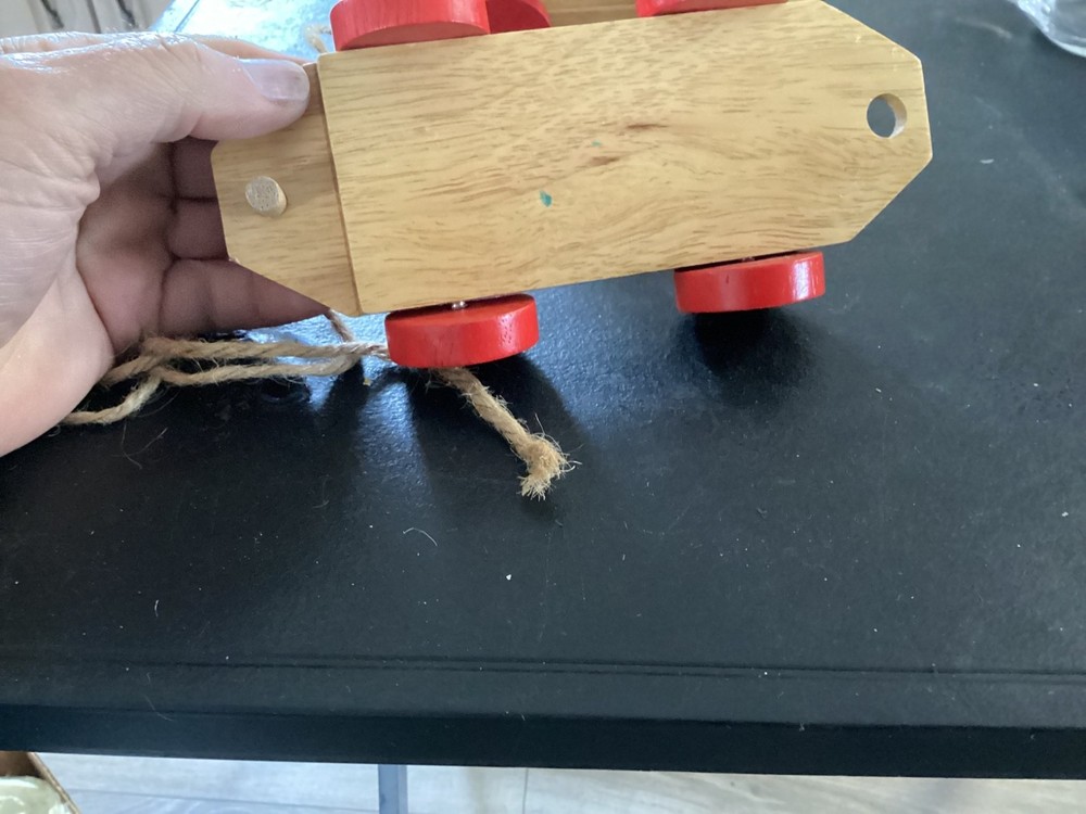 (2) Ikea Wooden Train Pieces Engine and Flat