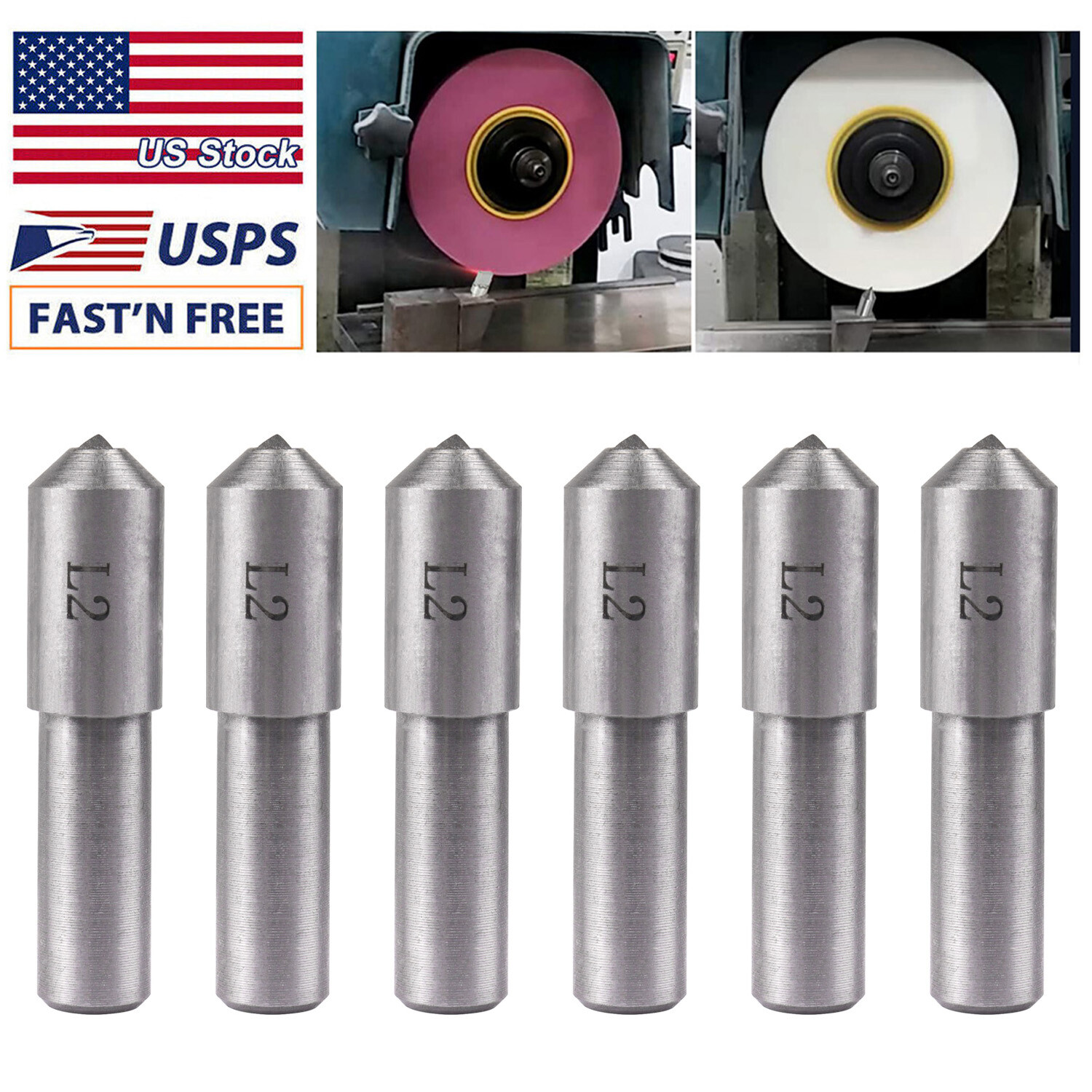 6pcs Natural Single Point Diamond Dresser Grinding Wheel Disc Dressing Pen Tool