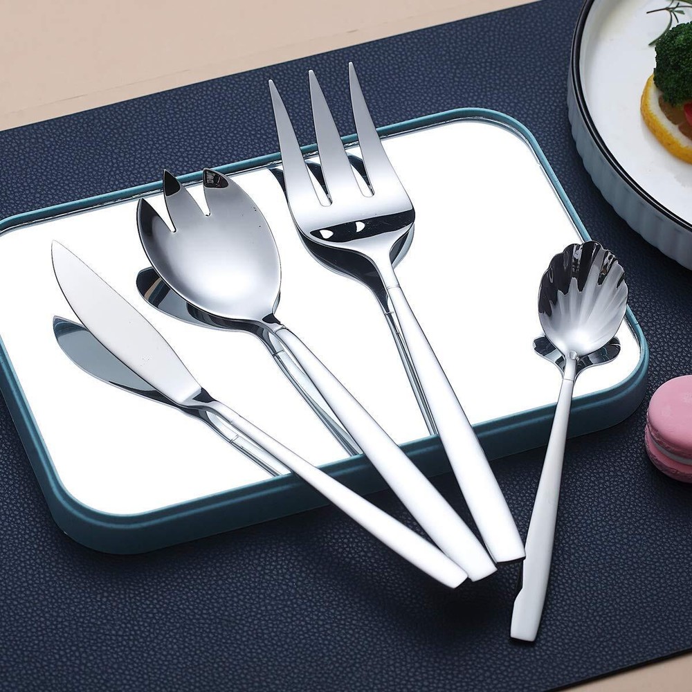 Silverware Serving Set 10 Pieces Stainless Steel Flatware Serving Set Serving...