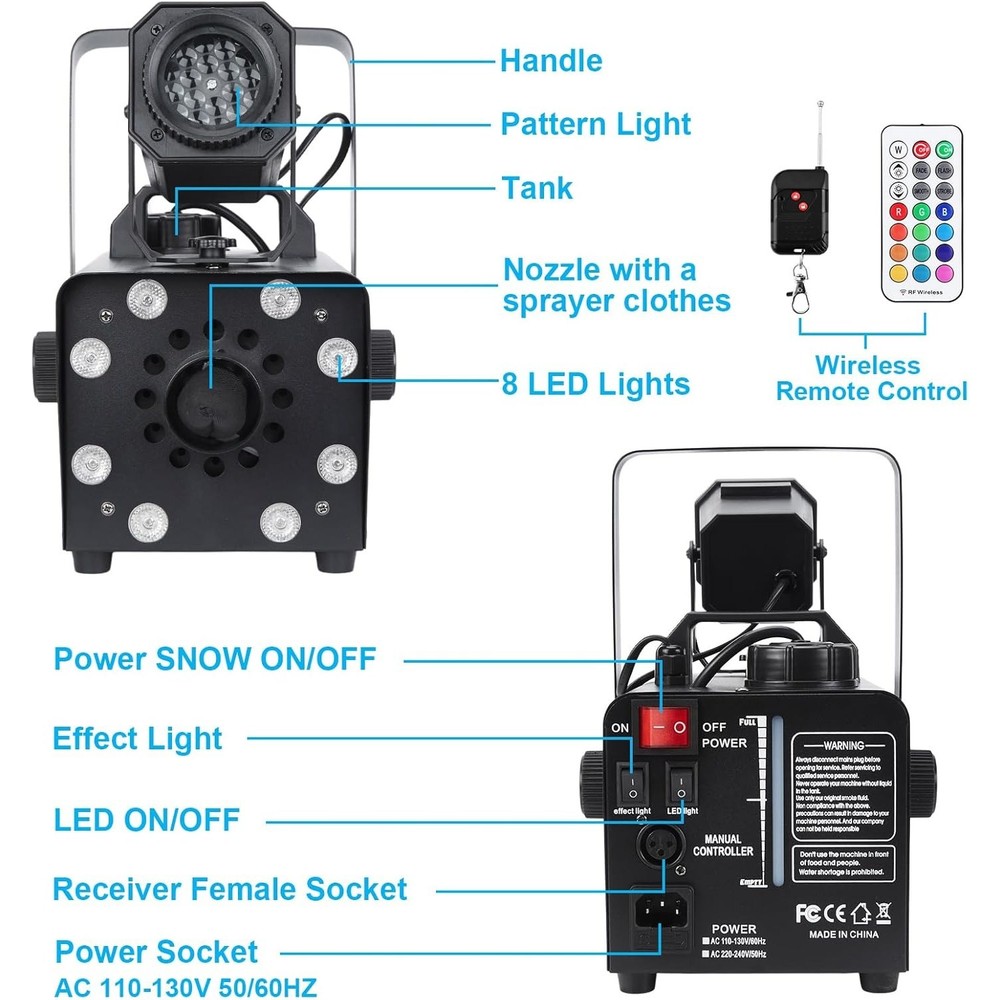 Hakuta Upgraded 800W Snow Machine