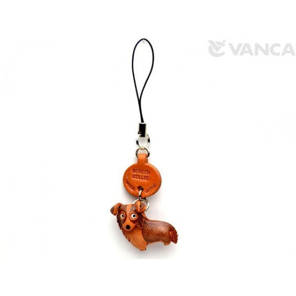 Border Collie Leather Cellularphone Charm