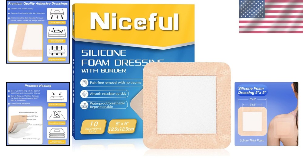 Large Silicone Dressing for Post-Surgery Care - 10 Pack