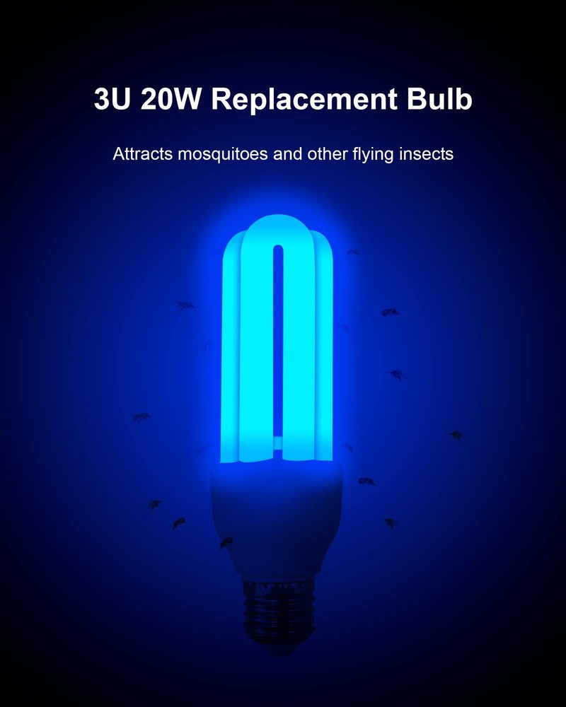 2 Pack 3U 20W Replacement Bulbs for 20W Bug Zapper with E27 Base, Compatible ...