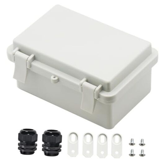 IP65 Waterproof ABS Plastic Electrical Box - Hinged Shell, 5.9" x 3.9" x 2.8"
