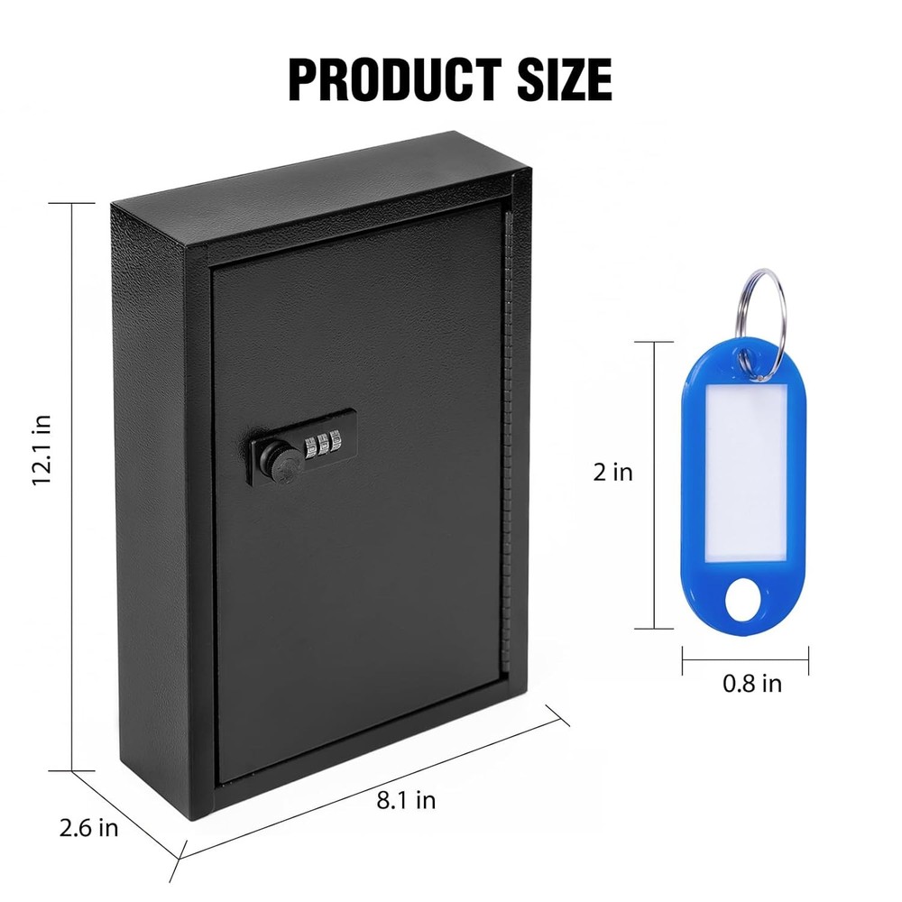 Metal Key Cabinet 40 Keys Wall Mount Code Locked Key Storage Safe