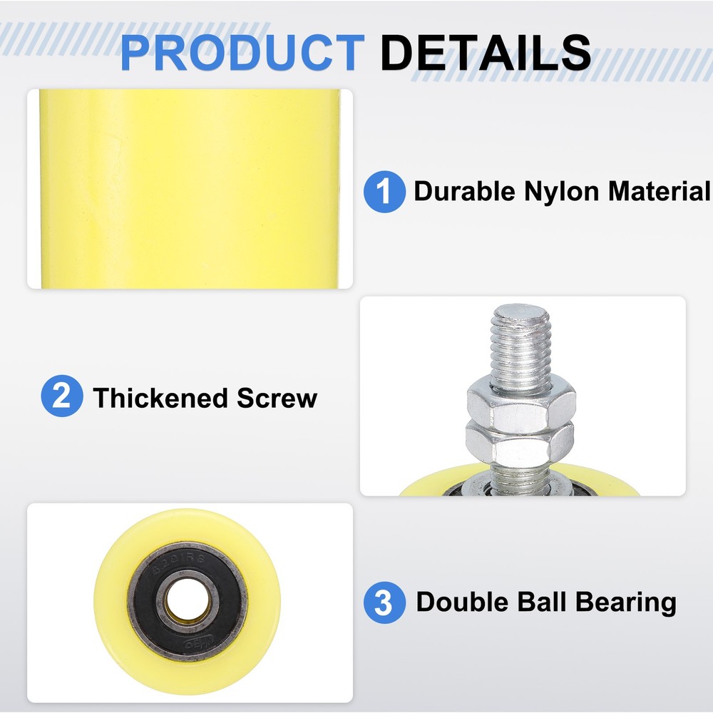 4Pcs Slide Gate Guide Roller, 5" Nylon Sliding Gate Support Assembly, Yellow