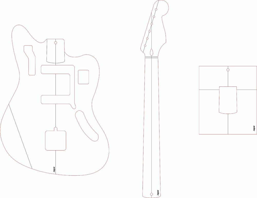 Jaguar guitar template files vector DXF CDR PDF pattern CNC laser router
