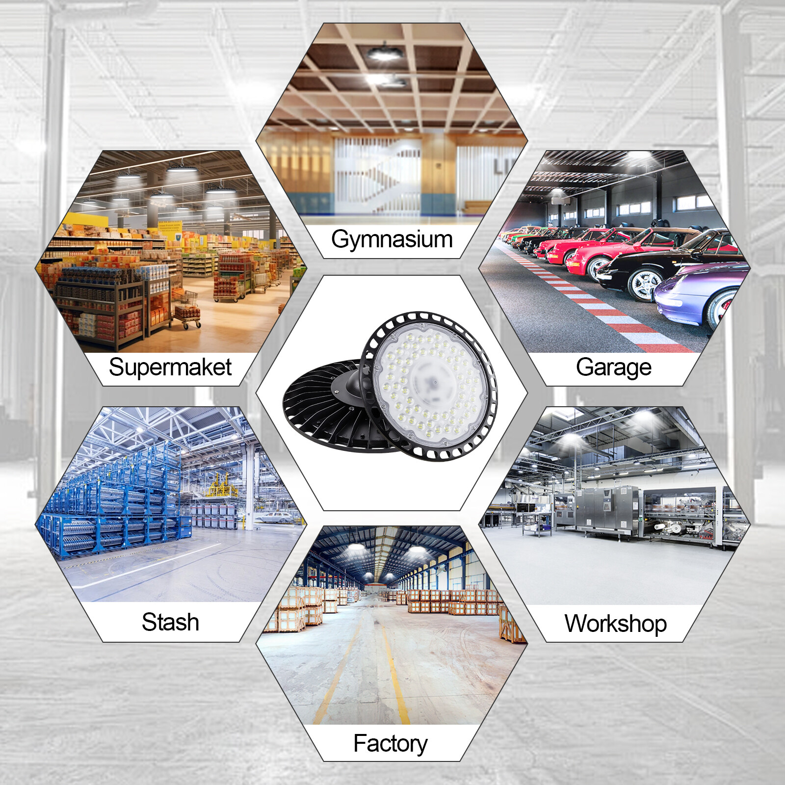 10 Pack 500W UFO LED High Bay Light Shop Industrial Commercial Factory Warehouse