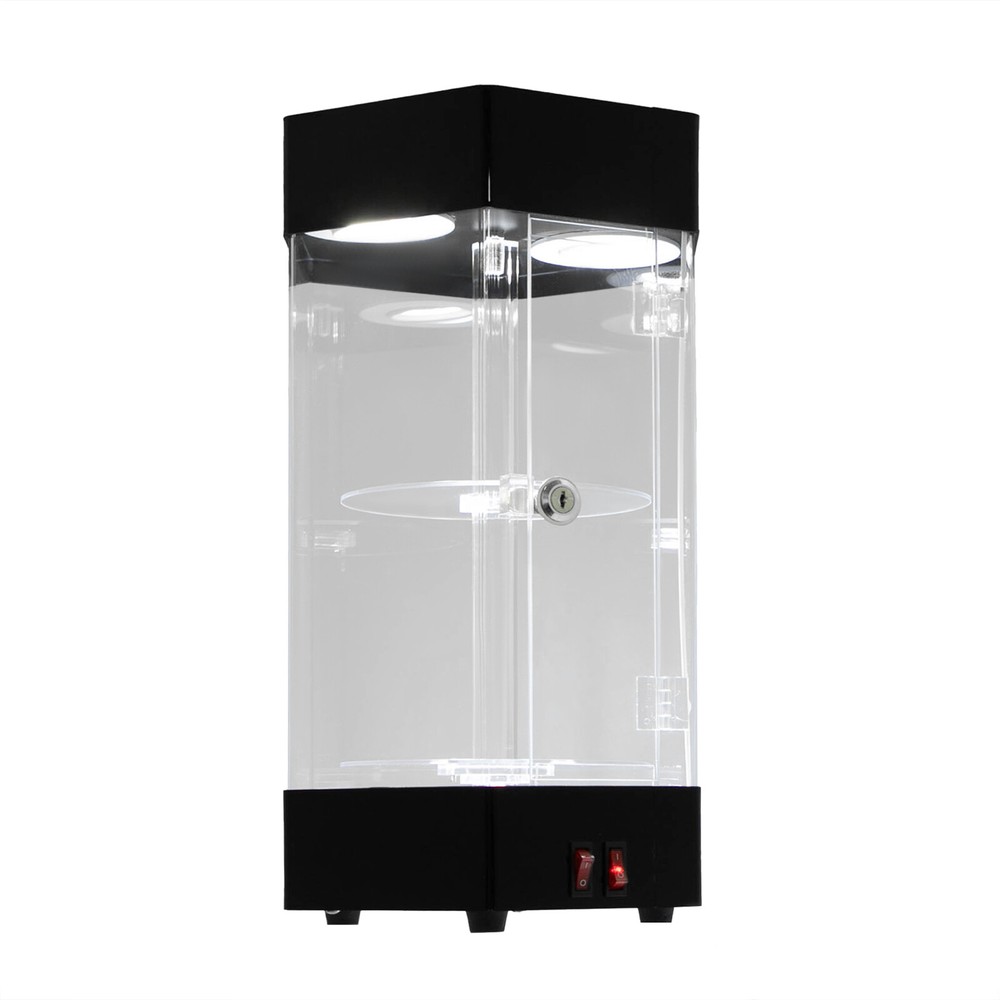 Hexagonal Display Case Electric Rotating Clear Display Case W/ 2 LED Lighting US