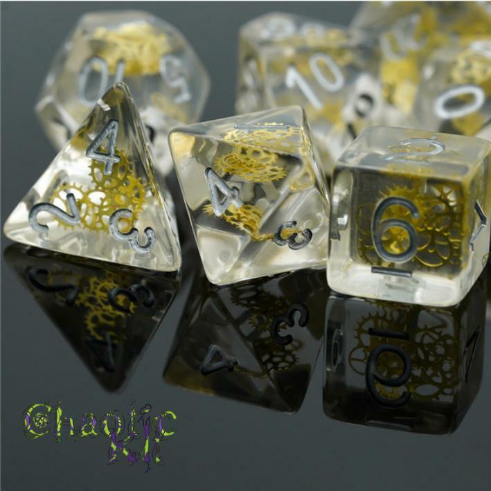 Artificer Dungeons and Dragons Class Dice Set, Cogs. DND Polyhedral Dice Set