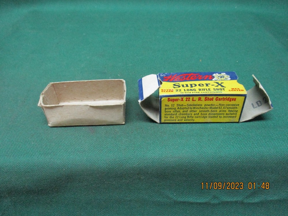 Vintage Western Super X, 22 LR Shot Shells, Ammo Box, (EMPTY)