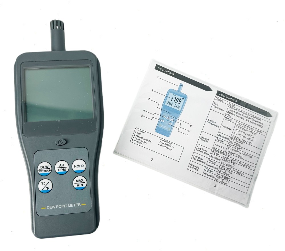 Temp Humidity Dewpoint Meter Display 3 Measurement Parameters Resolution 0.01