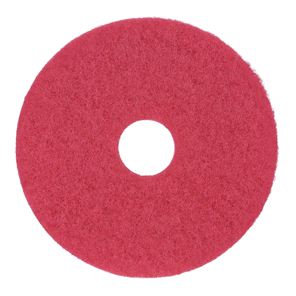 Buffing Floor Pads, 15" Diameter, Red, 5/Carton