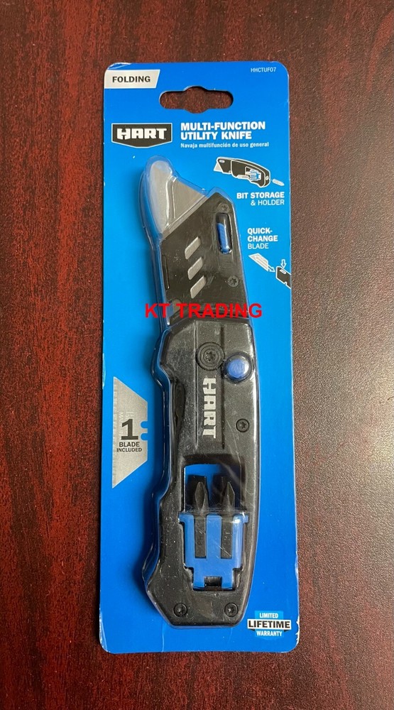 HART Multi-Function Folding Quick-Change UTILITY KNIFE w/ BIT STORAGE & HOLDER