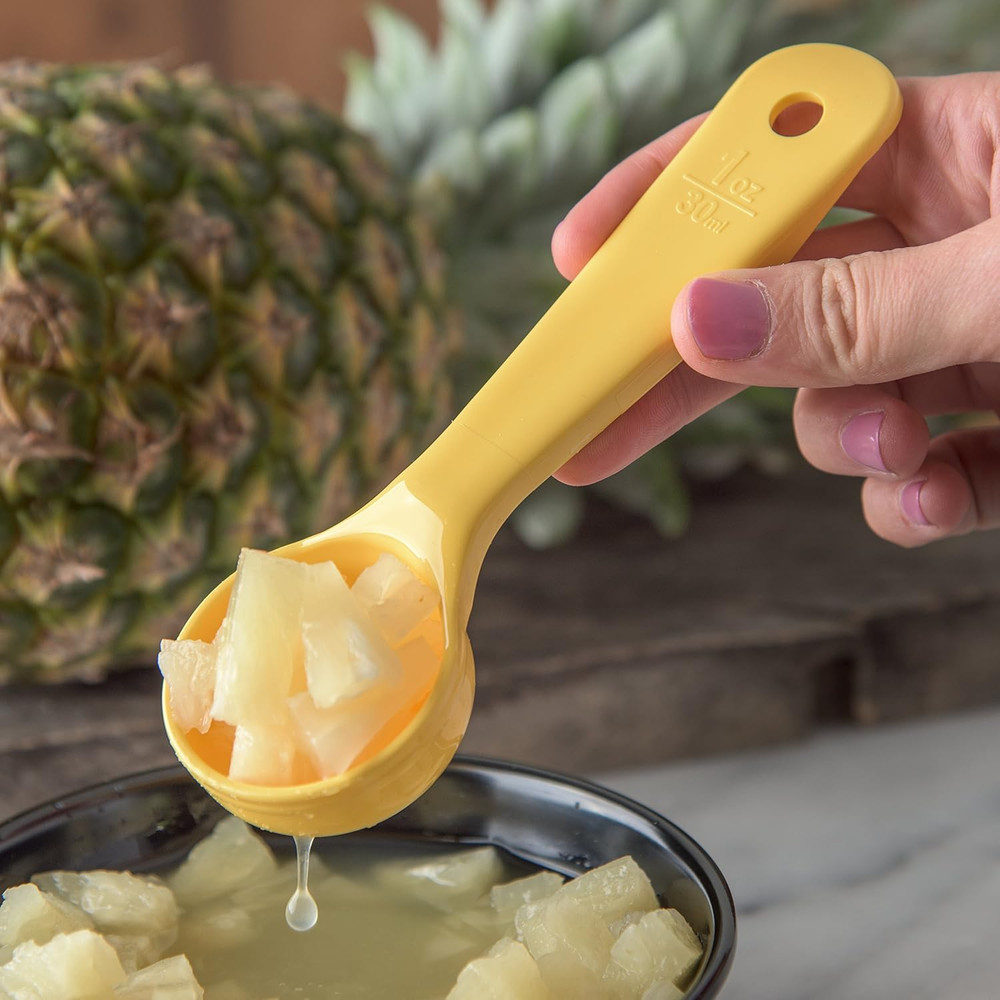 492304 Perforated Short Handle Portion Control Spoon, 1 Oz, Yellow