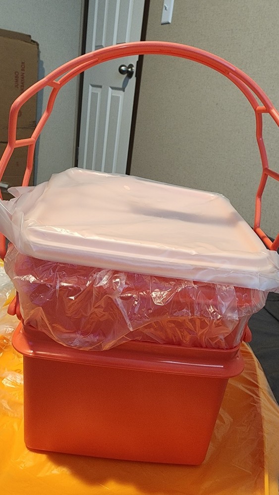 NEW Tupperware Square Away Orange Container W/ Handle