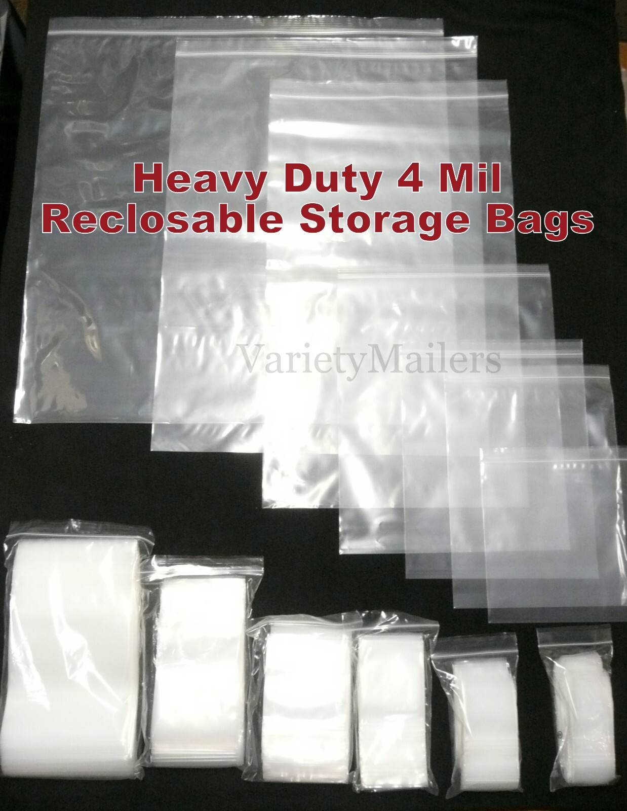 SMALL to EXTRA LARGE Clear Reclosable 4 MIL HEAVY DUTY Resealable Storage Bags