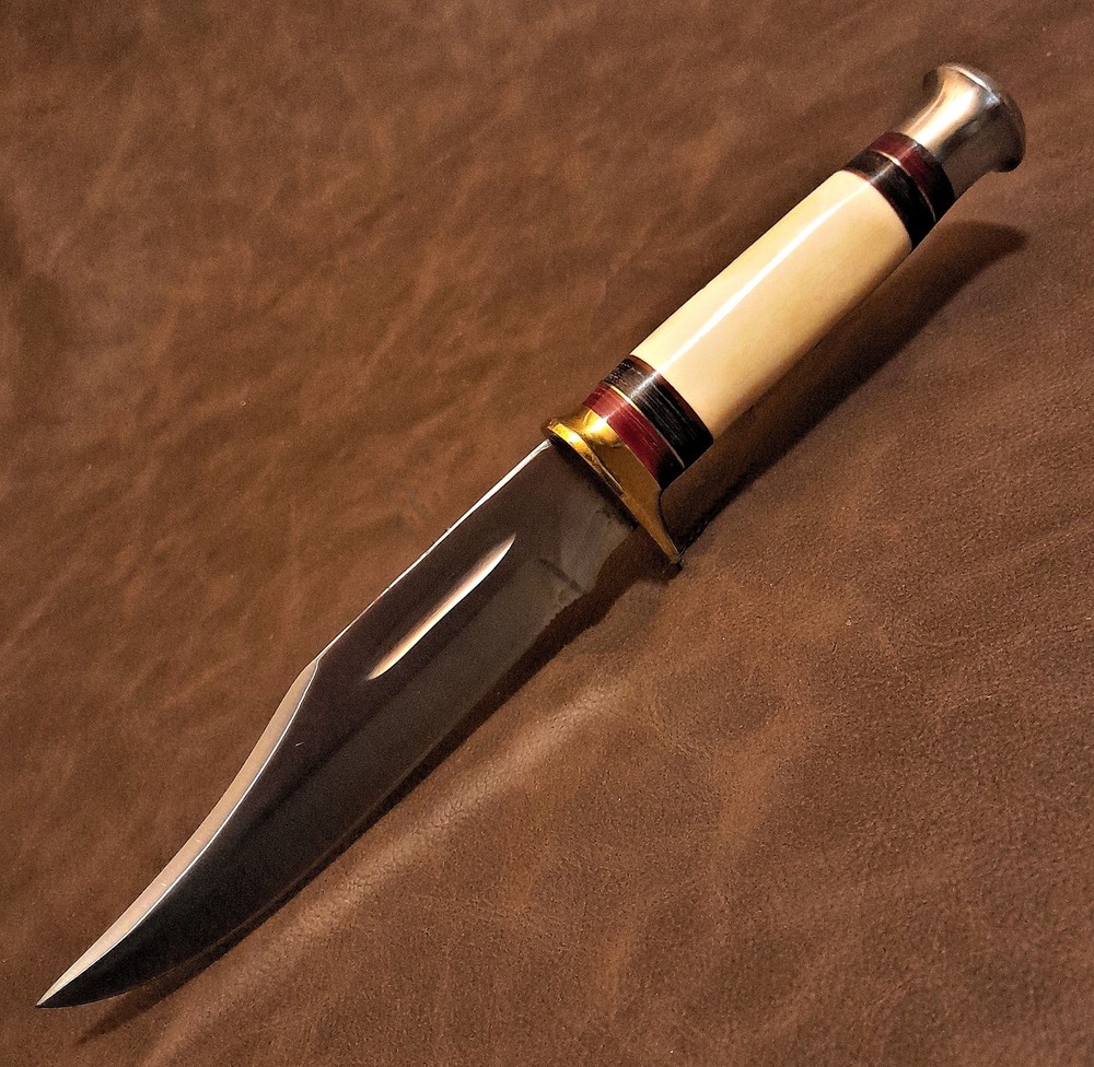11.25" Real Bone Fixed Blade Bowie Hunter EDC Knife Red