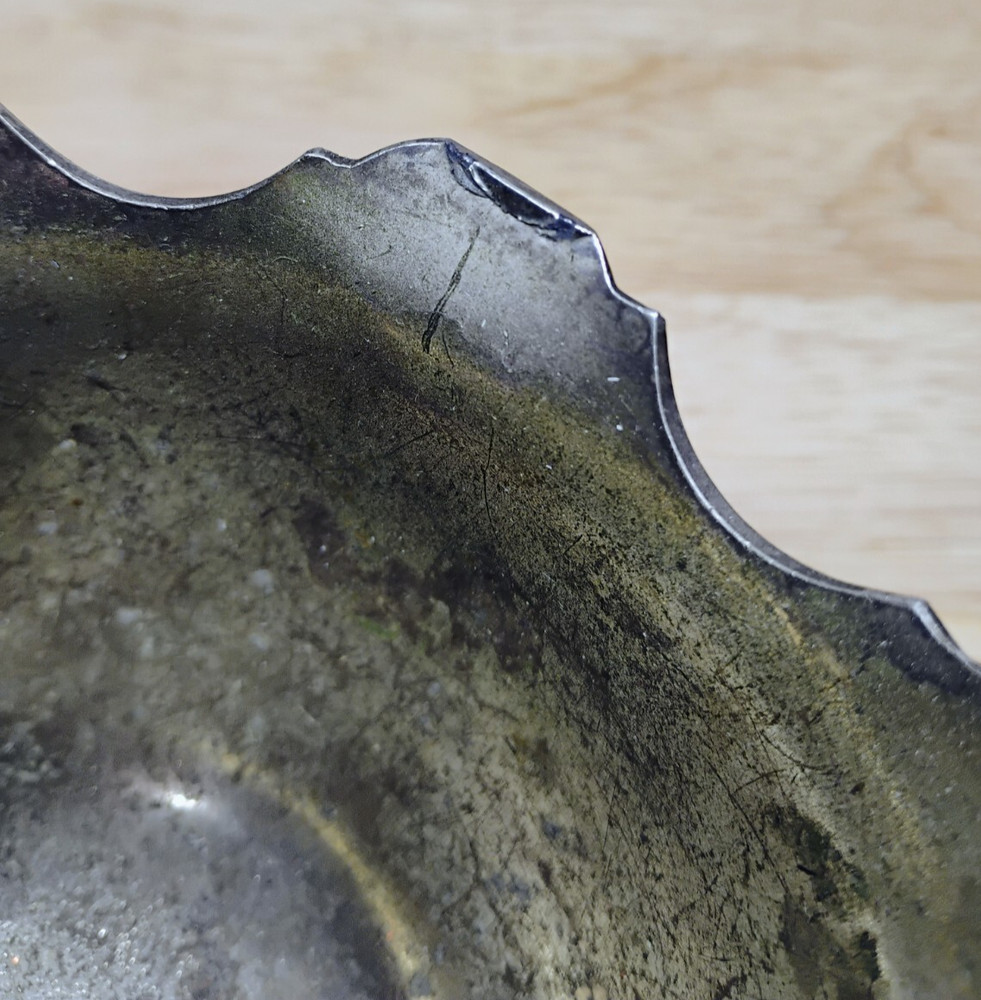 Silver Plated Bowl With Crown Rim & Repoussé Ornate Design Patina 5.5" diameter