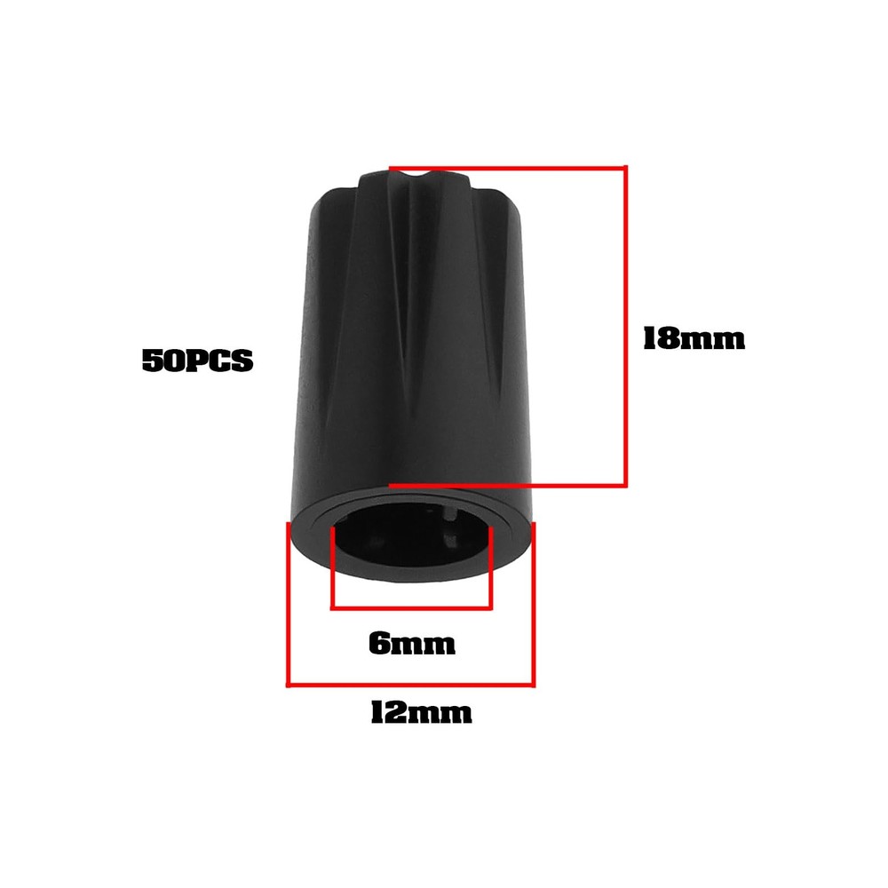 LT Easiyl 50Pcs 6mm D Shaft Black Tall Rotary Encoder Control Knob D Hole...