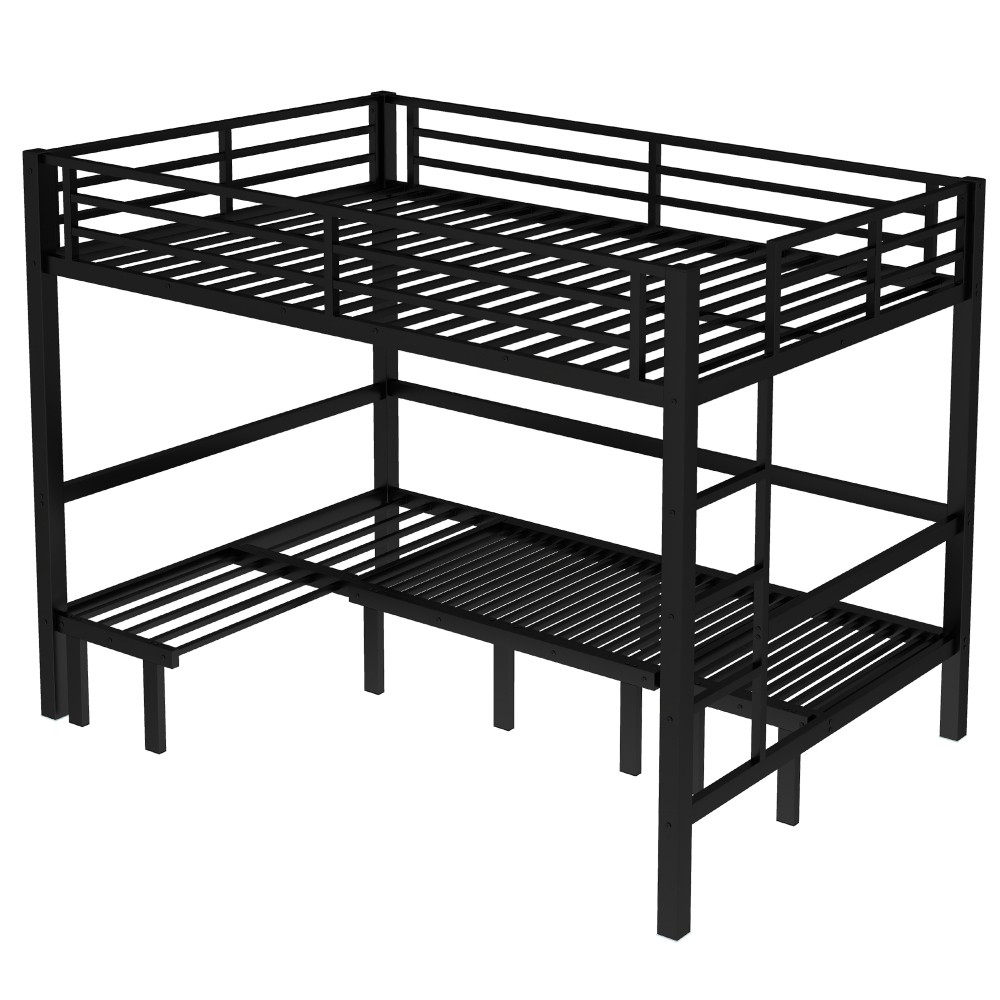 Queen over Queen Size Bed pull-out Metal Bunk Bed,lower bunk can be pulled out