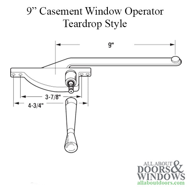 Casement Window Operator Teardrop Style 9" Window Operator Blemished