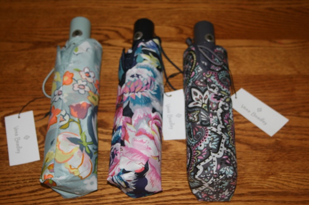 Vera Bradley UMBRELLA Compact One Touch Automatic Open Folding 4 tote backpack