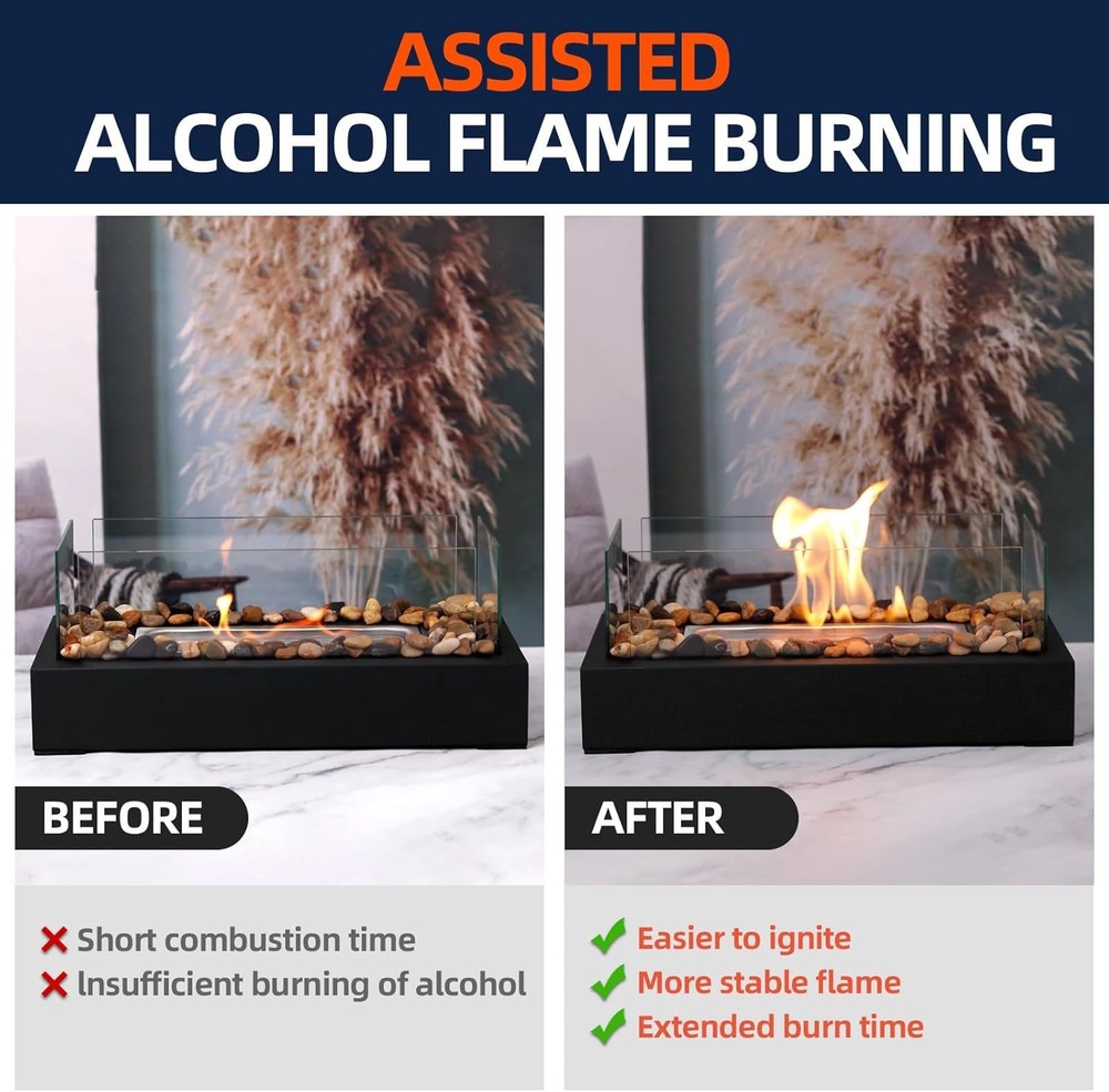 24 pcs Tabletop Fire Pit Ceramic Wool Wick to Extend Burning Time,Table Top Fire