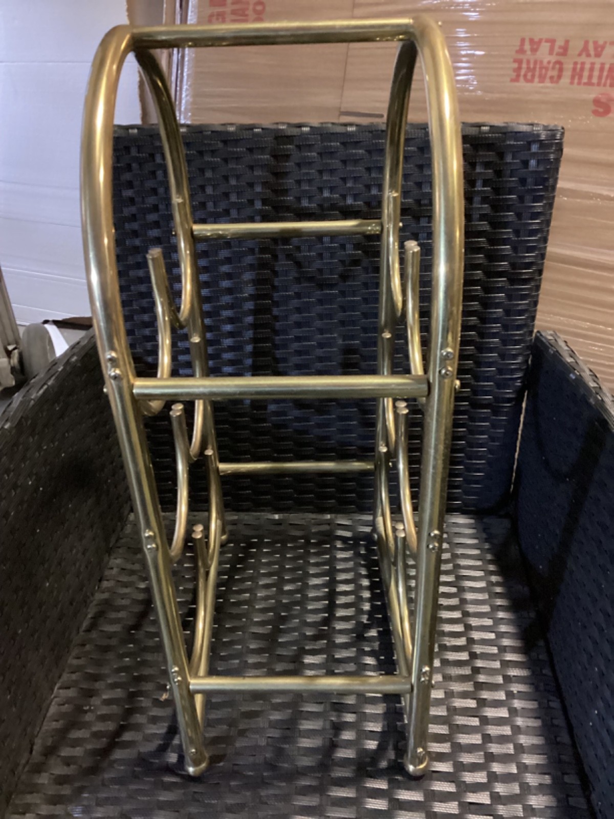 Vintage Wine Rack 3 Tier Holder Brass Gold Metal Mid Century Modern 21” Tall