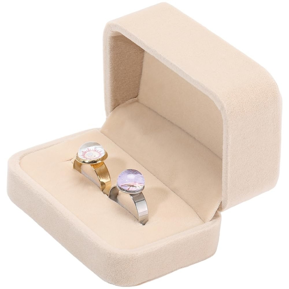 Beebeecraft 2Pcs Velvet Couple Ring Boxes 2x3x1.6 Inch Small Rectangle Classi...