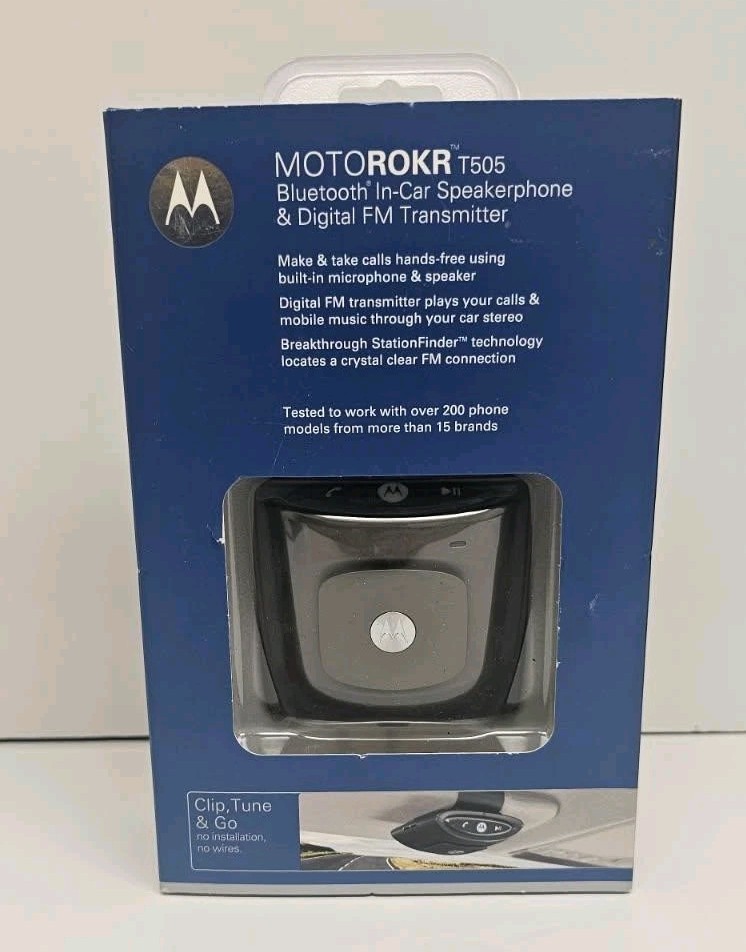 Motorola MOTOROKR T505 Bluetooth In-Car Speakerphone Digital FM Transmitter New