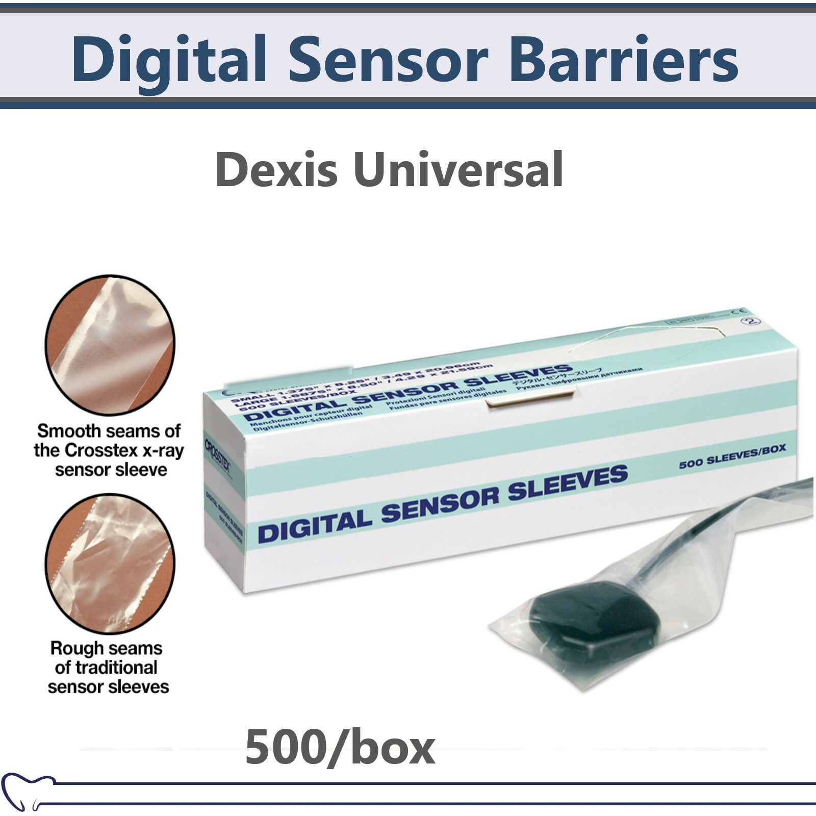 Dental Digital X-Ray Sensor Sleeves for Dexis Universal Sensor Cover, 500/Box