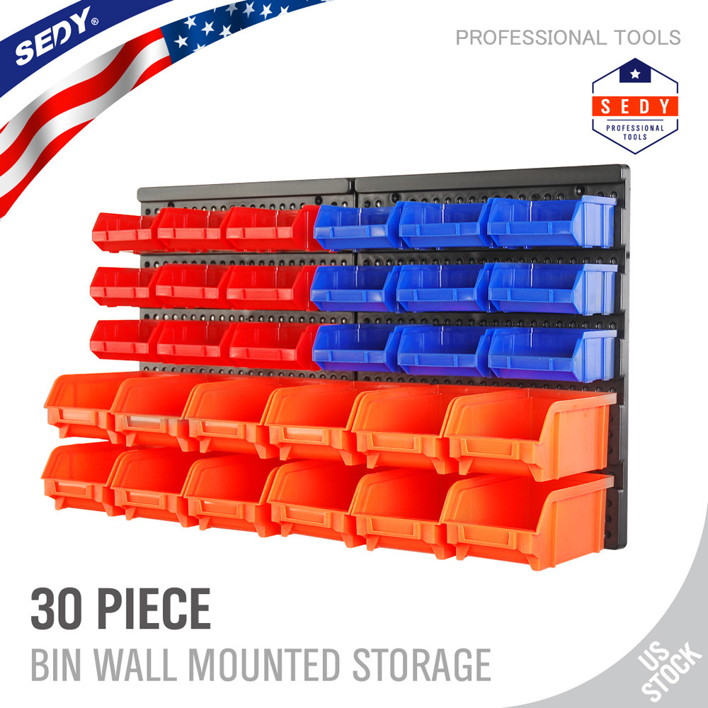 30 Bin Wall Mount Storage Rack for Garage Shed Warehouse Hardware