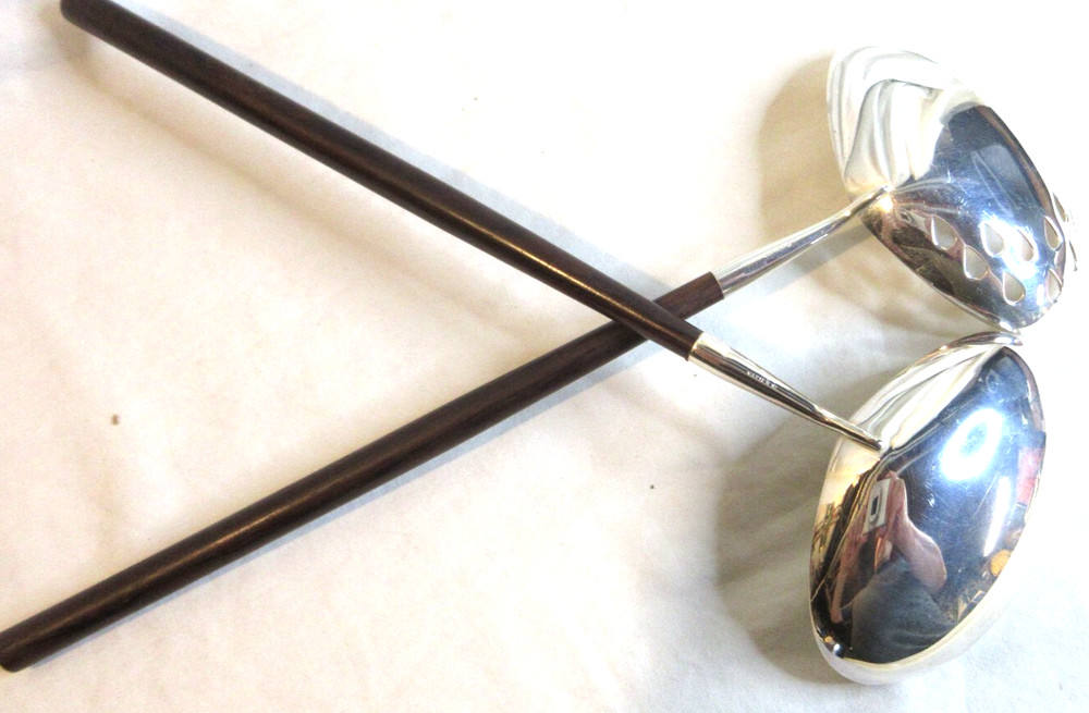 NAPIER~SIGNED~SILVERPLATE~ TWO(2) LARGE OVAL BOWL LADLES WITH ROSEWOOD HANDLES