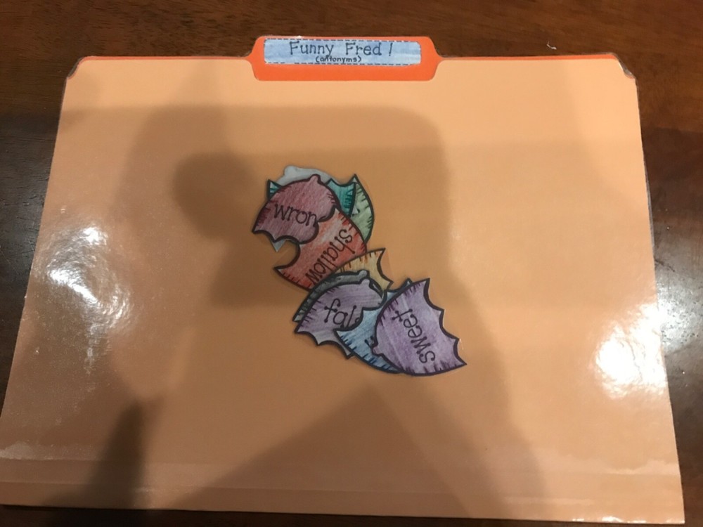 Funny Fred! Antonyms 2nd grade language arts file folder game