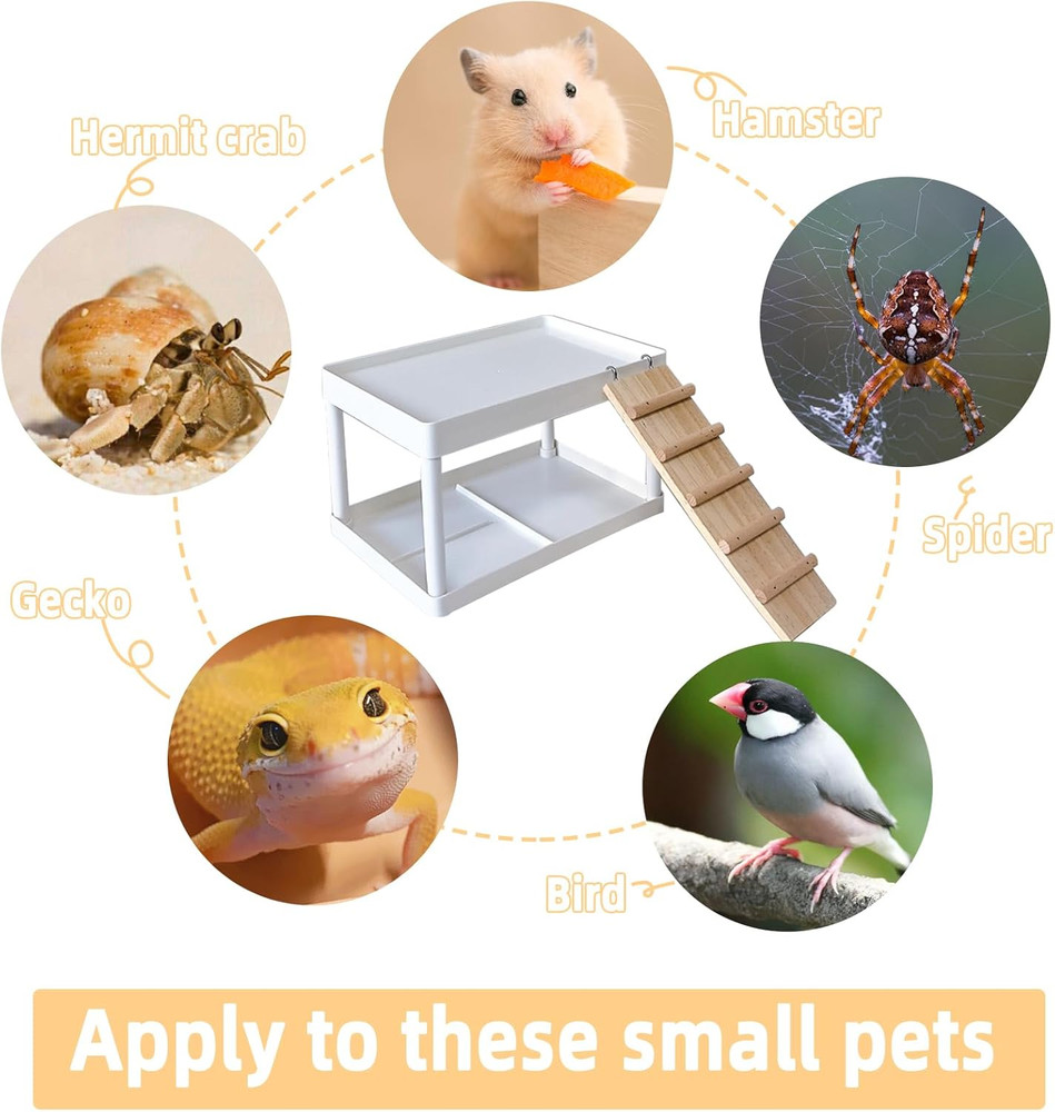 Hamster Cage Platform Plastic Syrian Hamster Platform with Wood Ladder Stand Cli