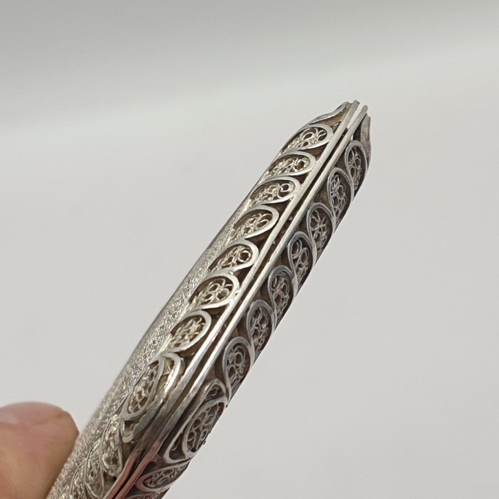 Antique Anglo Indian Solid Silver Filigree Cigarette Case