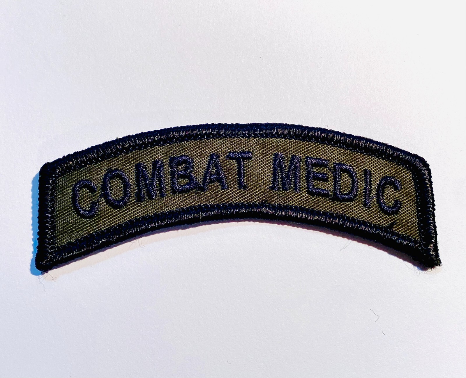 Combat Medic Embroidered Tab / Army Medic  Navy Corpsman Hook & Loop BACKED - OD