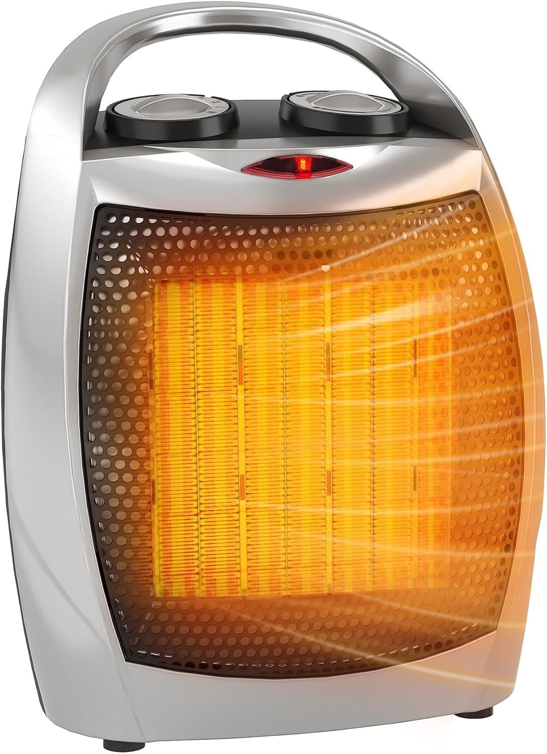 Portable Electric Space Heater with Thermostat, 1500W/750W Safe and Quiet Cerami
