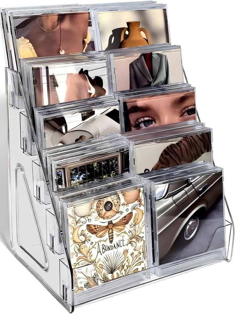 5-Tier Acrylic CD Rack CD Display Holder Cascading CD Storage Rack