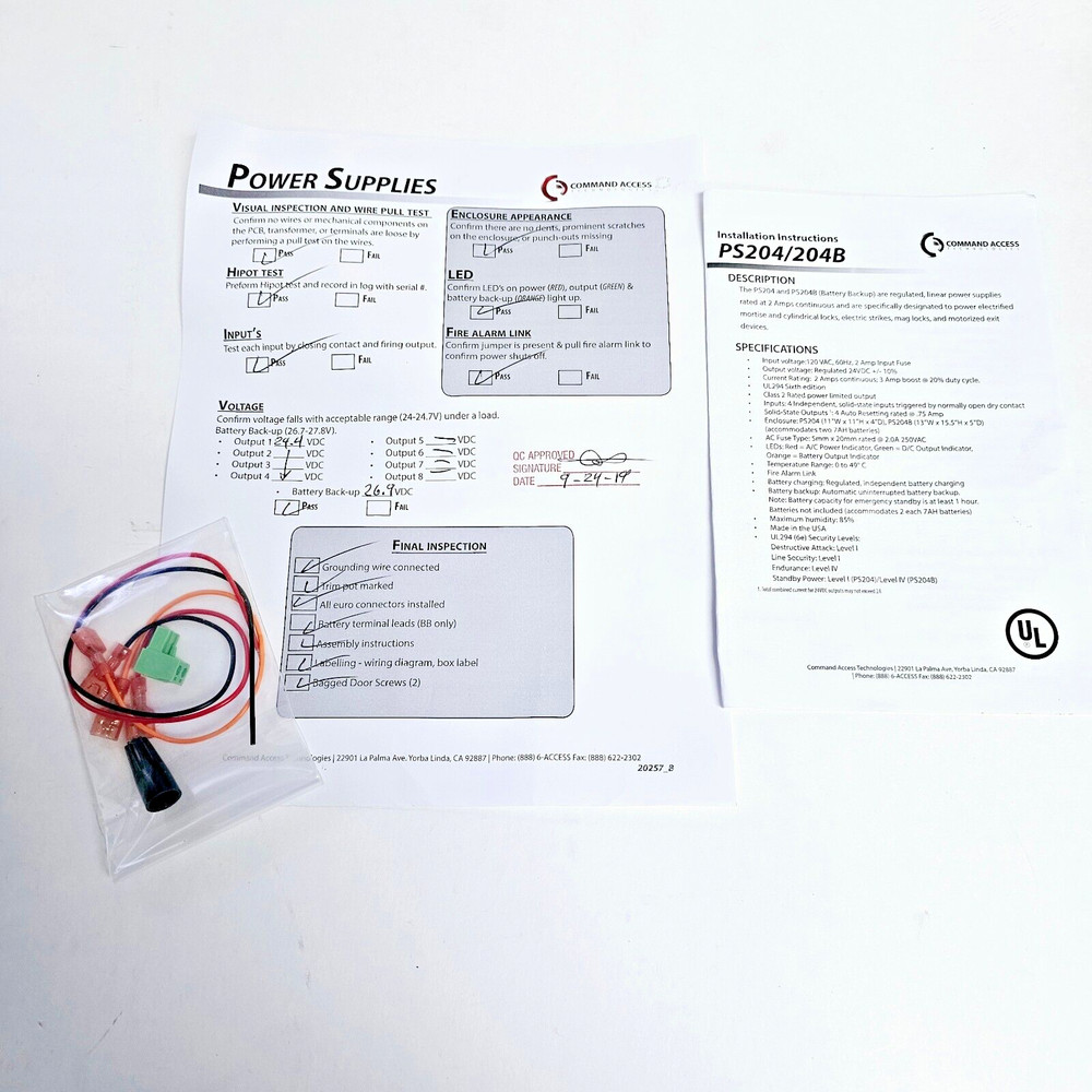 Command Access Technologies PS204B Power Supply NEW (Open Box)