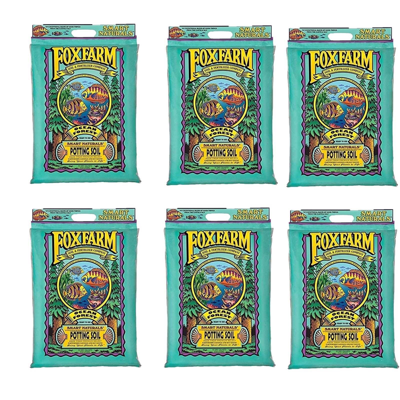 FoxFarm (#FX14053) Ocean Forest Potting Soil, 12-Quart (Pack of 6)