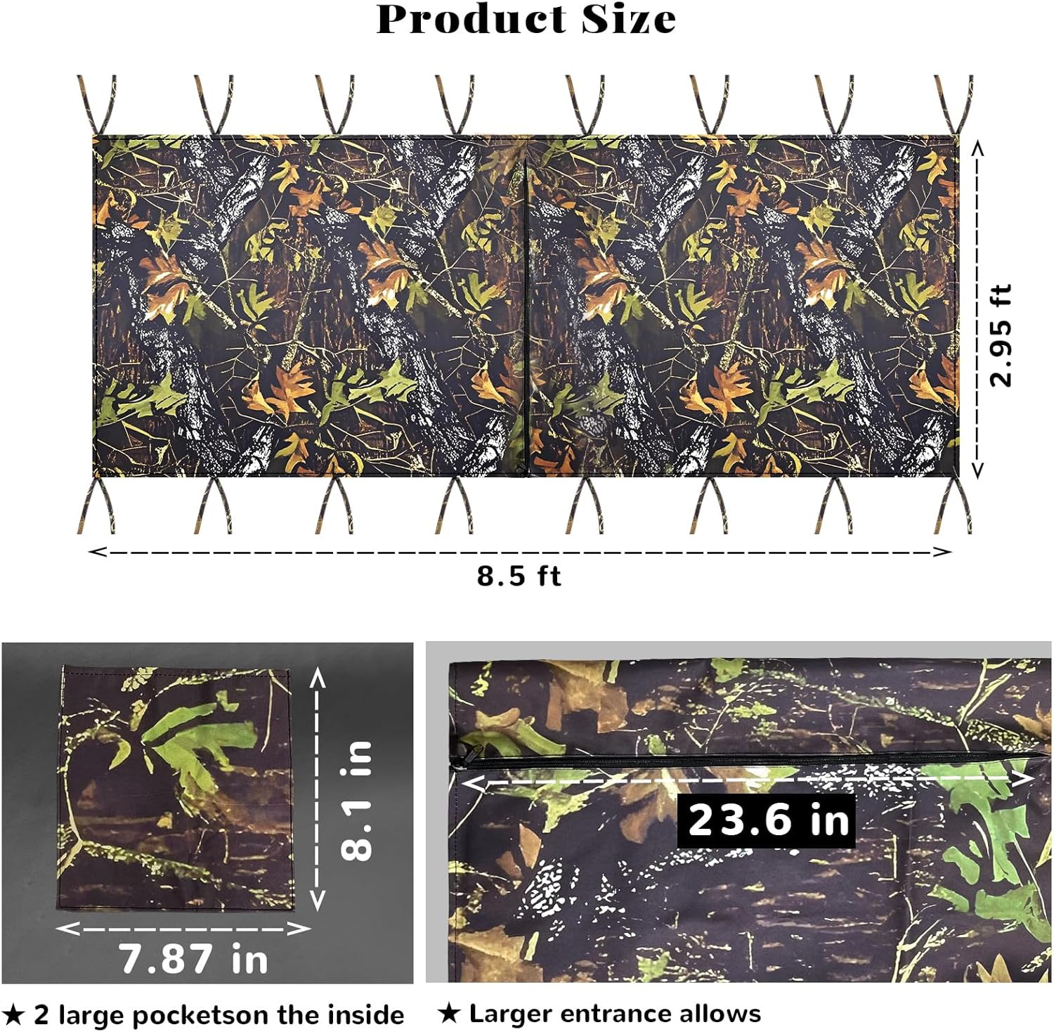 Hunting Tree Stand Blind Cover with Zipper and Pockets for Deer and Turkey