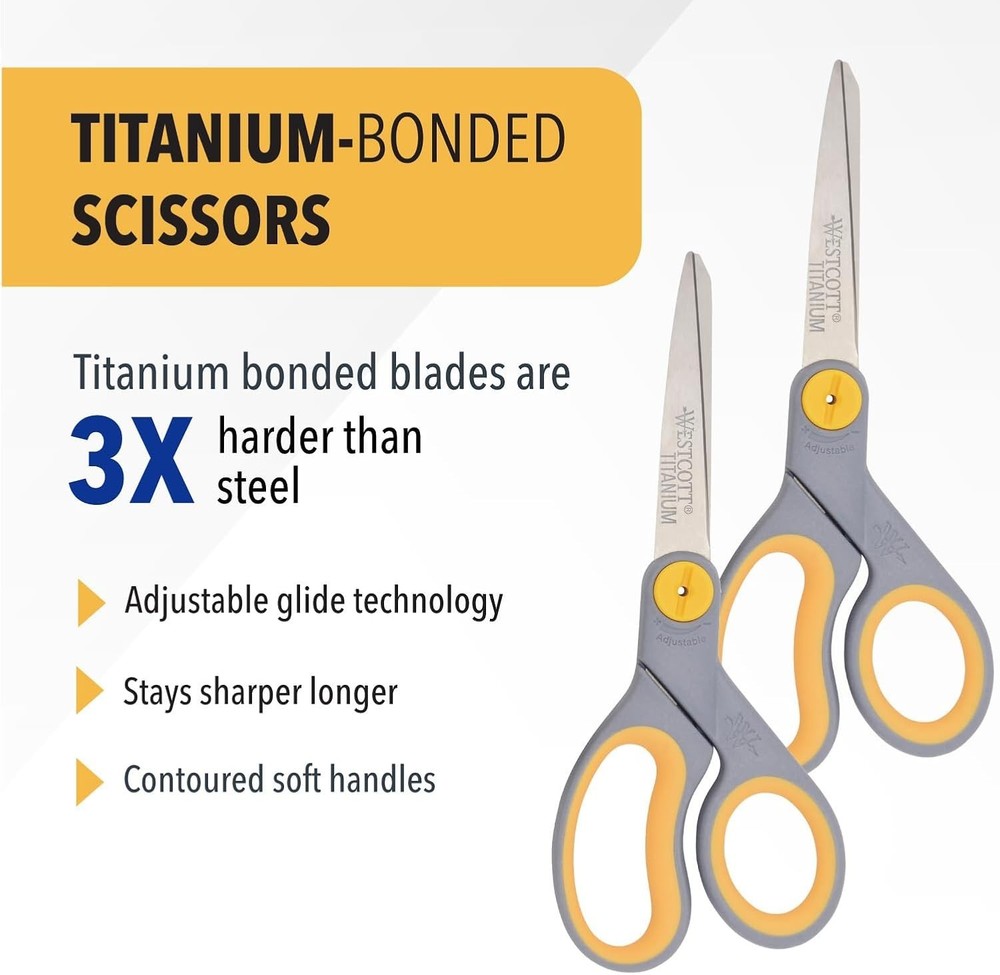 Durable 8” Titanium Bonded Scissors Set - Adjustable Glide for Precision Cutting
