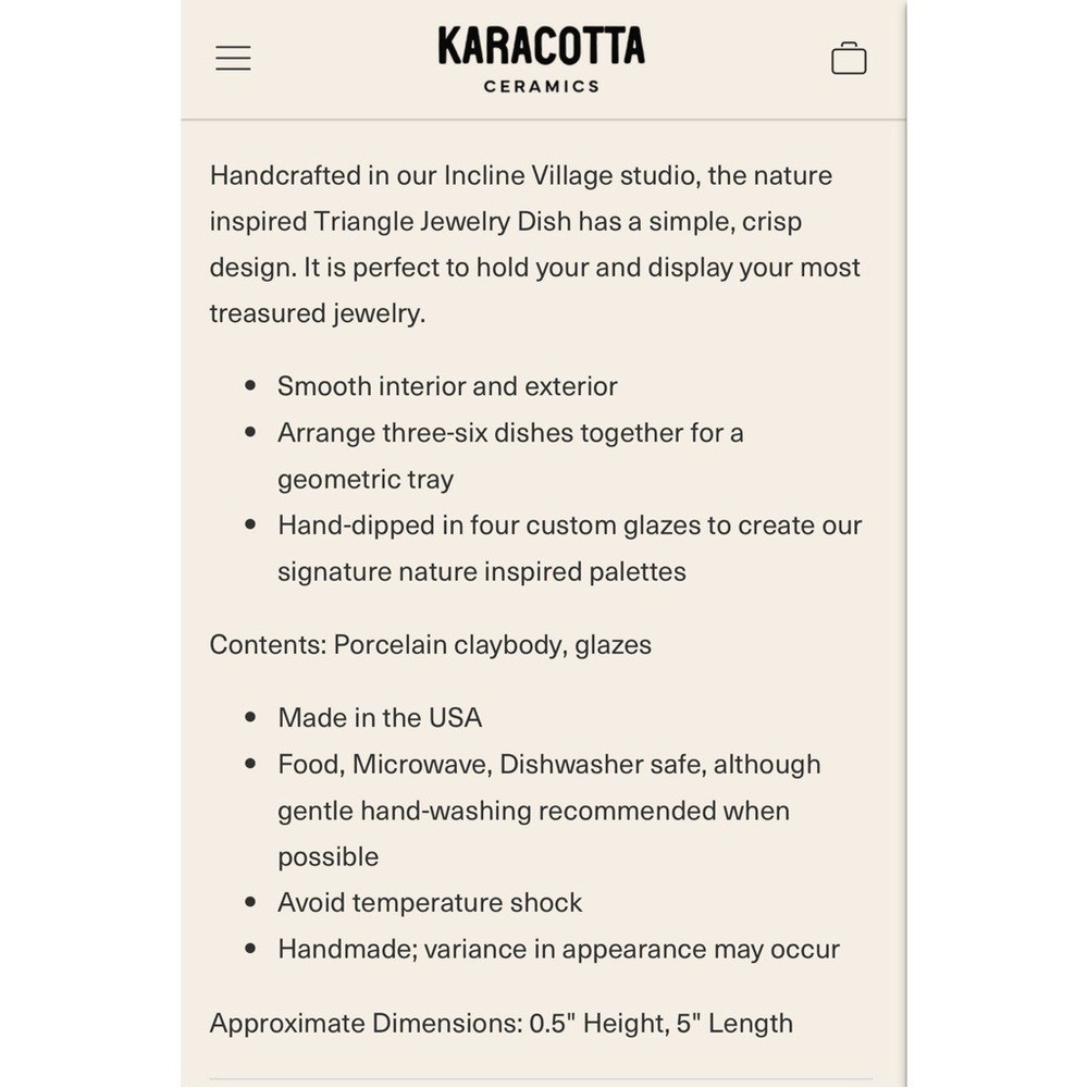 Karacotta Ceramics • Triangle Trinket Dish