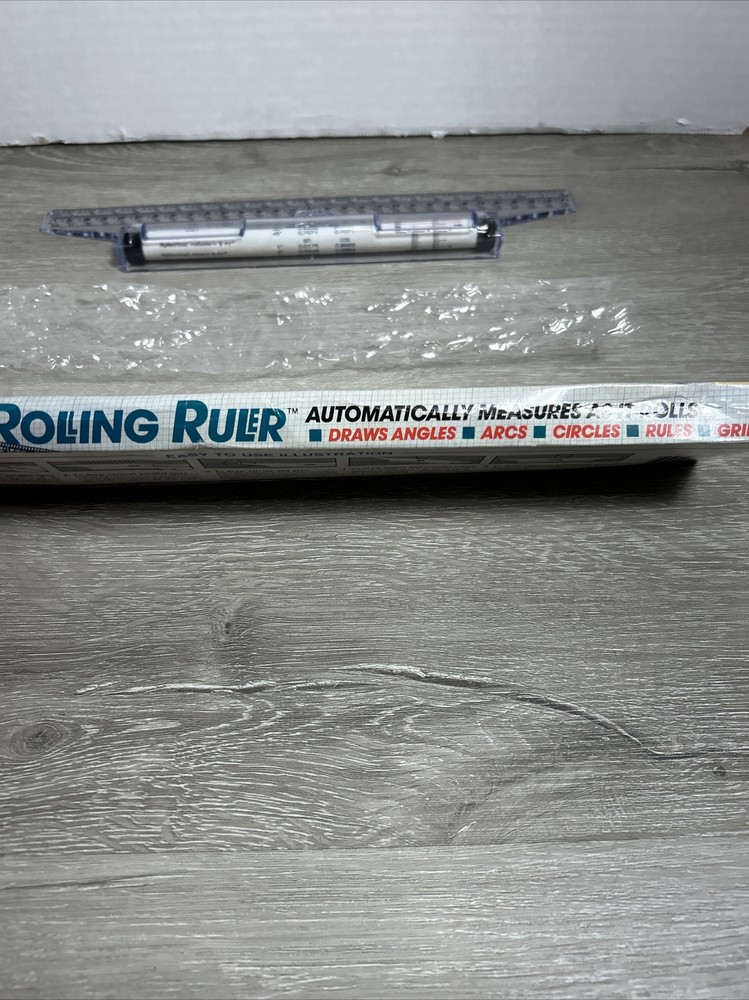 Vintage Rolling Ruler Compass Protractor T-Square Original Box Opened